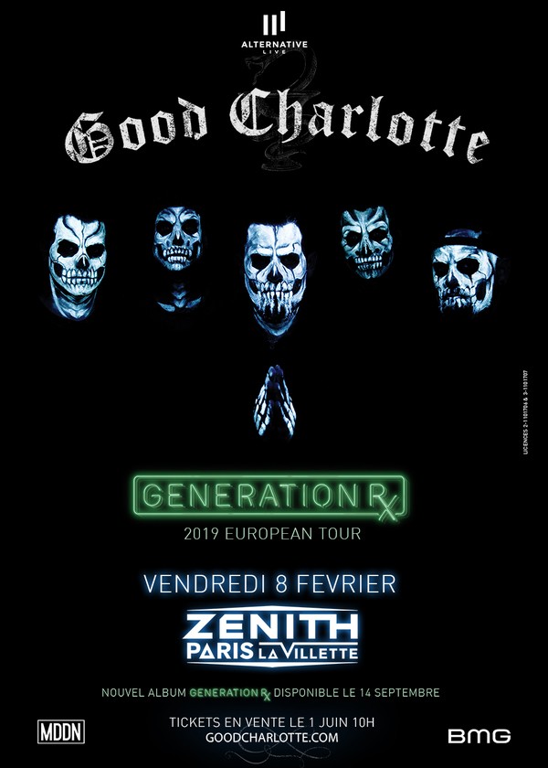 GOOD CHARLOTTE sera en concert le 8 février 2019 au Zénith de Paris !