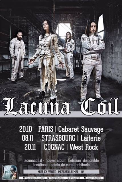 LACUNA COIL, trois dates en France !