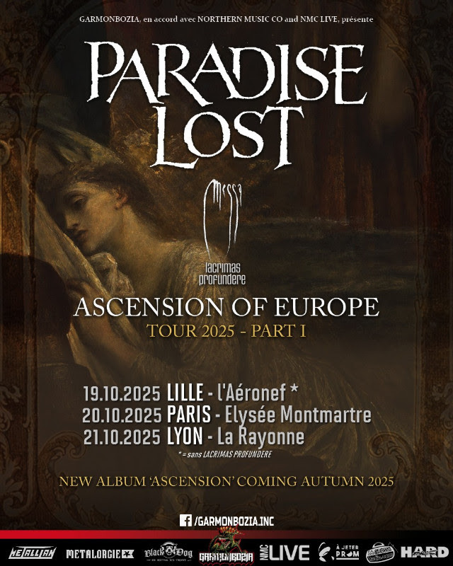 PARADISE LOST, Messa, Lacrimas Profundere - 10.2025 @ tournée fr // concerts Garmonbozia 