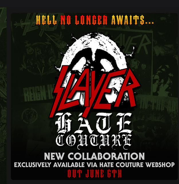 Slayer annonce une collaboration exclusive avec la marque française Hate Couture 