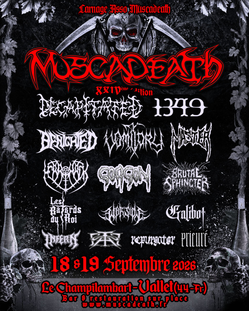 Muscadeath 2026 dévoile enfin sa programmation complète avec Decapitated, Merrimack et Brutal Sphincter. 