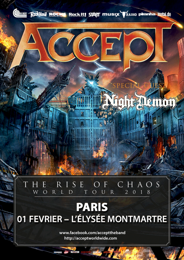 ACCEPT sera de passage a l'Elysée Montmartre le 1 février 2018! 