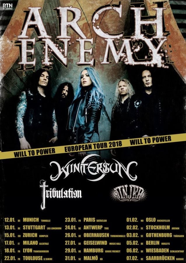 ARCH ENEMY : les premières dates de 2018 