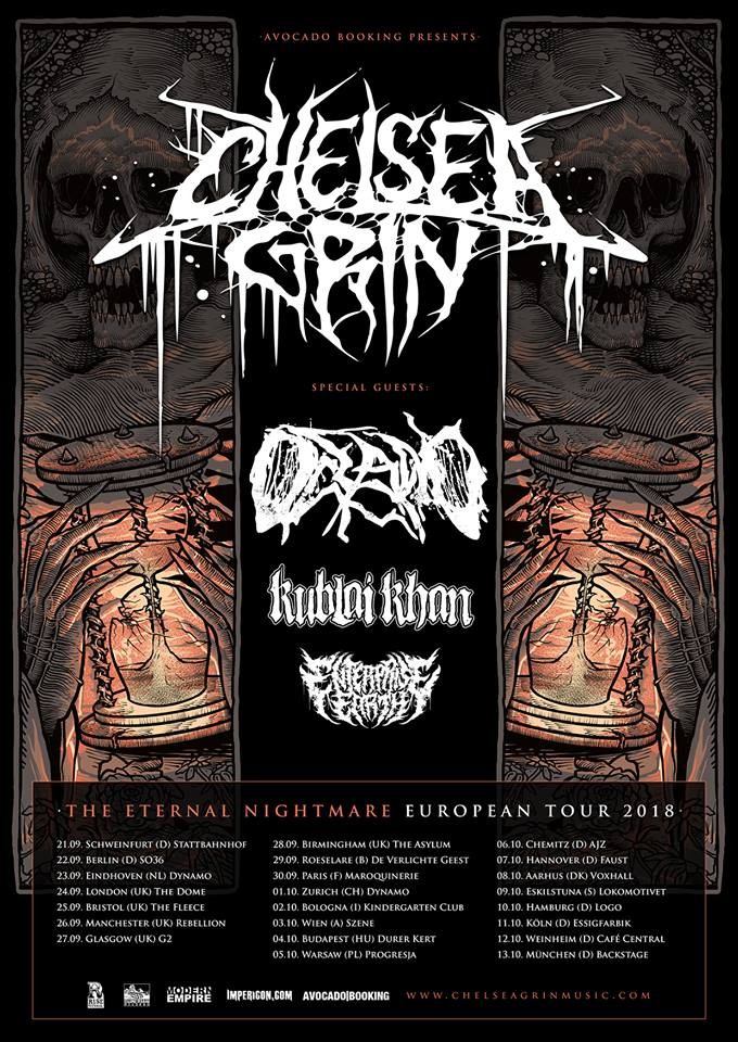 Chelsea Grin part en tournée européenne pour défendre son nouvel album : ''Eternal Nightmare'' 