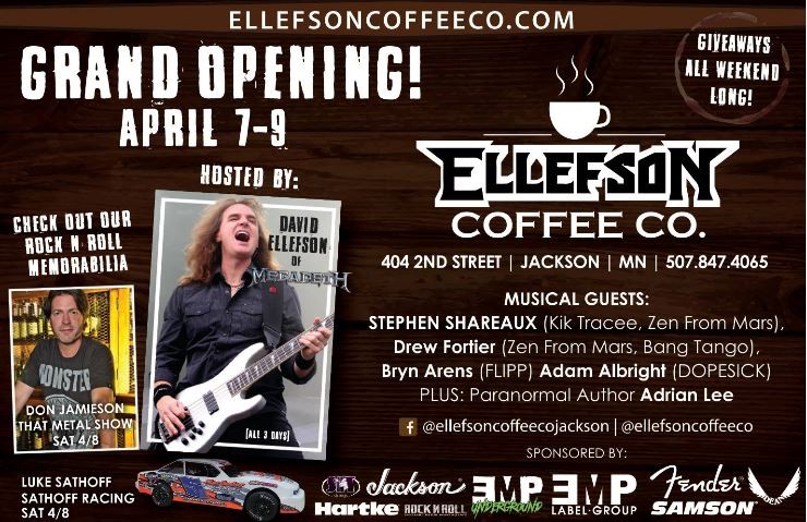 DAVE ELLEFSON (Megadeth) ouvre un coffee bar aux Etats Unis 