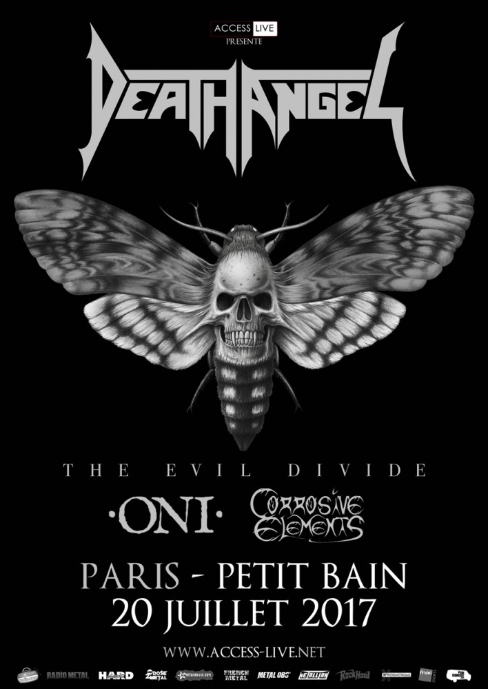 DEATH ANGEL + ONI + CORROSIVE ELEMENTS : Concert à Paris le 20 juillet prochain ! 
