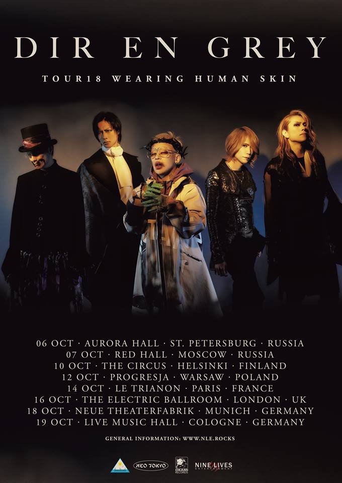Dir En Grey annonce les dates de sa tournée européenne ''Tour18 Wearing Human Skin''