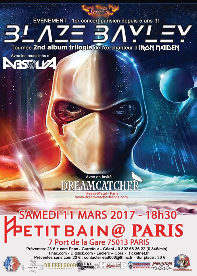 DREAMCATCHER en ouverture de BLAZE BAYLEY le samedi 11 mars à Paris/ Petit Bain ! 