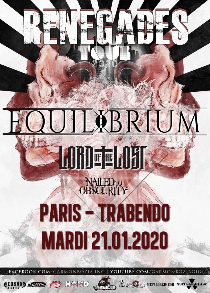 Equilibrium, Lord Of The Lost, Nailed To Obscurity au Trabendo le 21/01/2020
