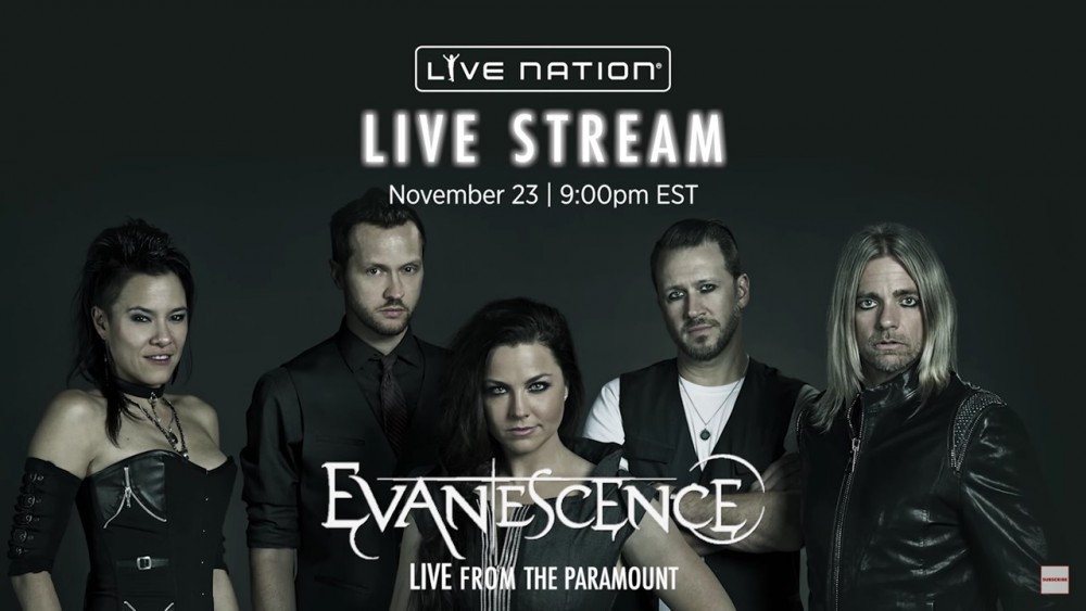 EVANESCENCE concert en direct sur la chaine Facebook de Live Nation,  jeudi 24 novembre à 3h du matin