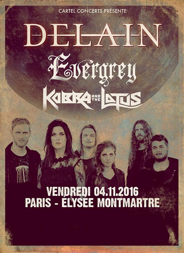EVERGREY/ en concert le 4 novembre prochain/ Première partie de DELAIN 