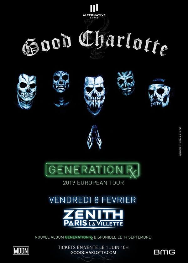 GOOD CHARLOTTE sera en concert le 8 février 2019 au Zénith de Paris ! 