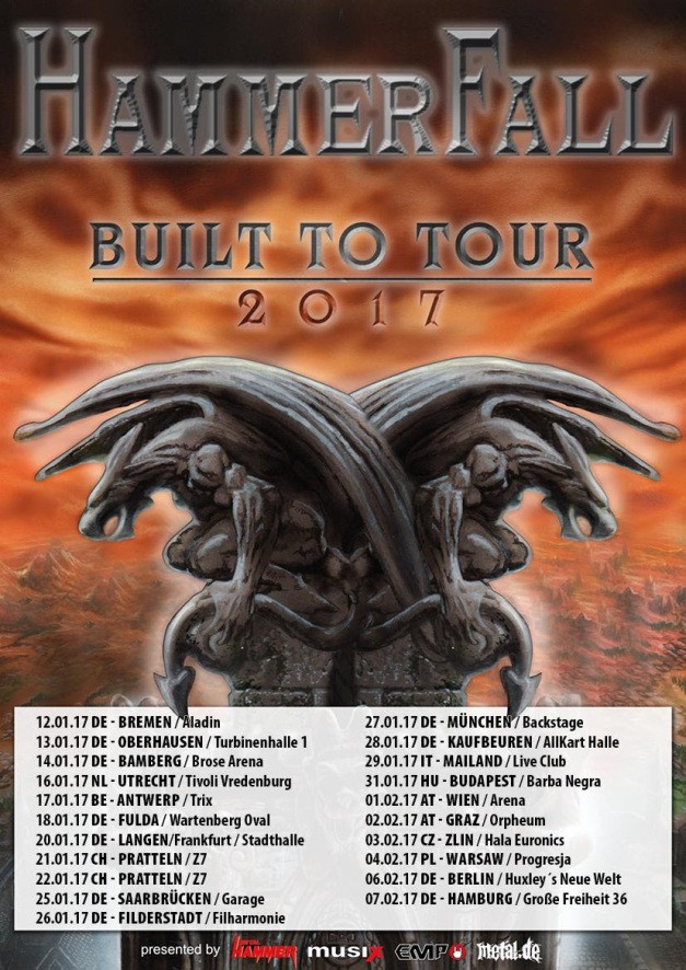 HAMMERFALL  : BUILT TO LAST dans les bacs le 4 novembre! En Tournée en 2017! 