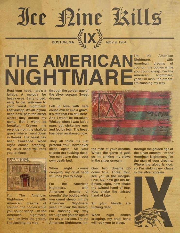 ICE NINE KILLS : sortie de la vidéo \'\'The American Nightmare\'\' ! 