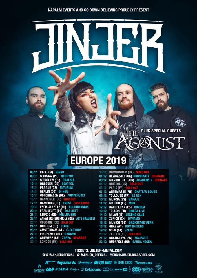 Jinjer en tournée cet automne avec en guest, The Agonist 