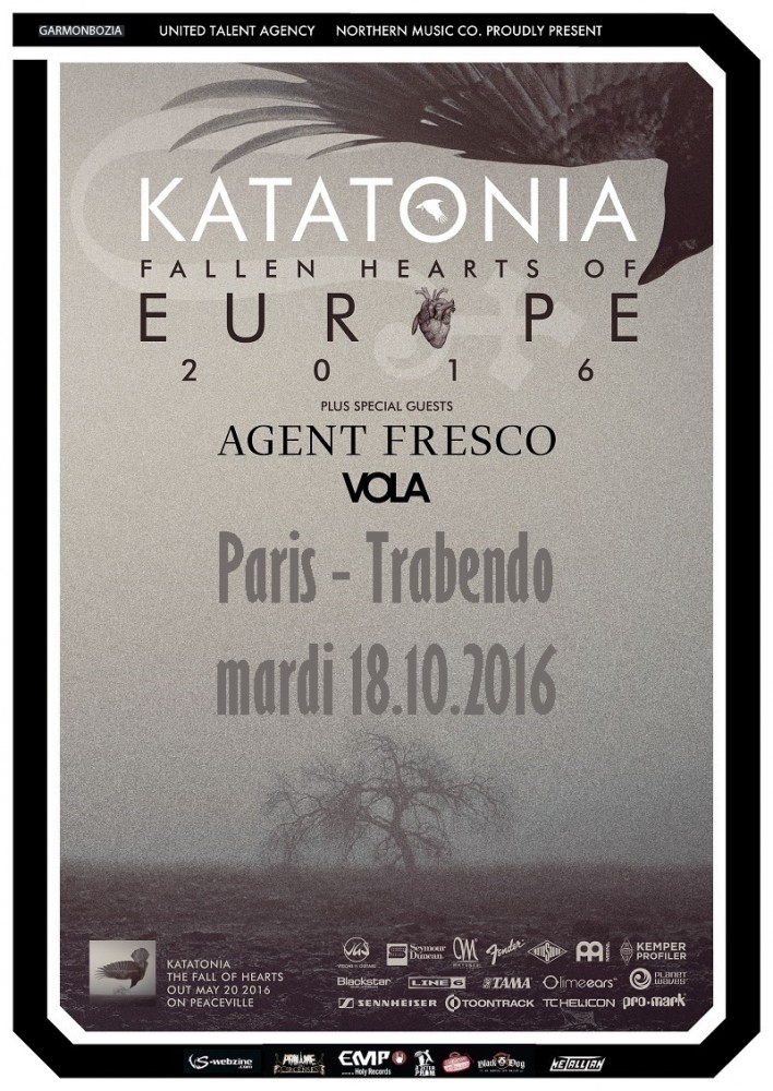 KATATONIA, à ne pas manquer en concert 17, 18 et 19 octobre 