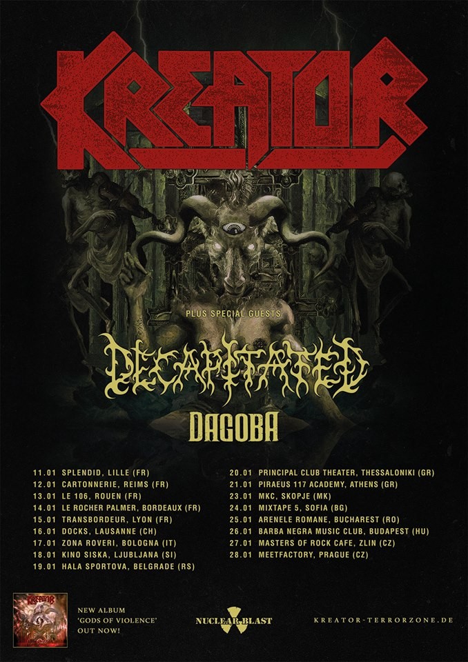 Kreator en tournée européenne en janvier 