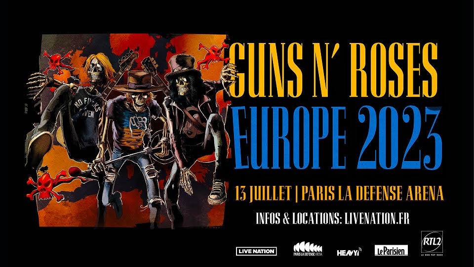 La tournée européenne 2023 de Guns N' Roses passera le 13 juillet à la Défense Arena 
