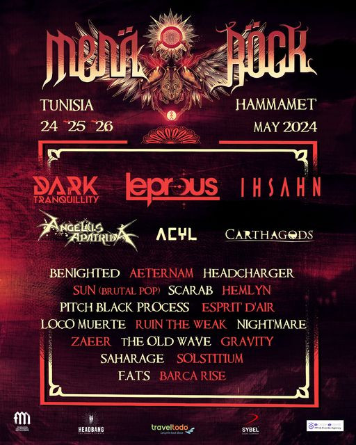 Le Mena Rock Festival se tiendra les 24, 25 et 26 mai prochain au Golf Citrus à Hammamet, Tunisie 