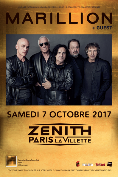 MARILLION en concert exceptionnel le samedi 7 octobre - Zénith de Paris 