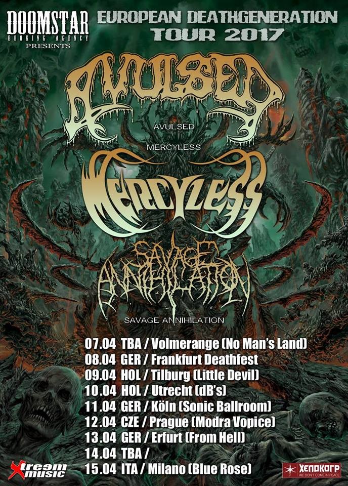 MERCYLESS, en tournée Européenne avec AVULSED et SAVAGE ANNIHILATION! 