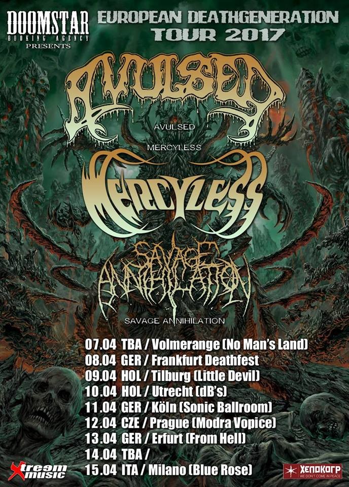 MERCYLESS, en tournée Européenne avec AVULSED et SAVAGE ANNIHILATION!