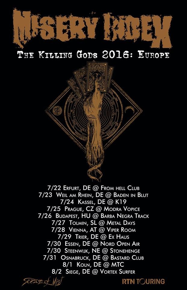 Misery Index annonce sa tournée européenne! 