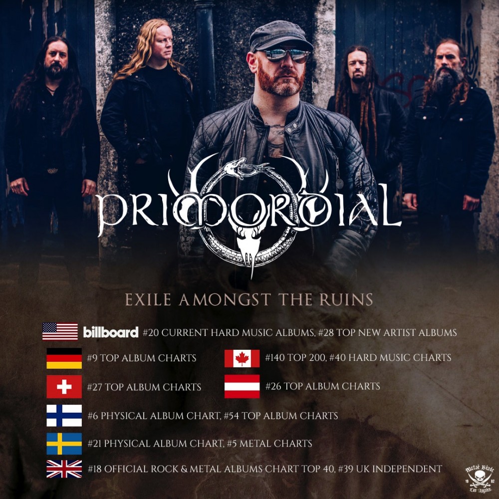 PRIMORDIAL : 'Exile Amongst The Ruins', le nouvel album dans les Charts. Lancement de la tournée européenne! 