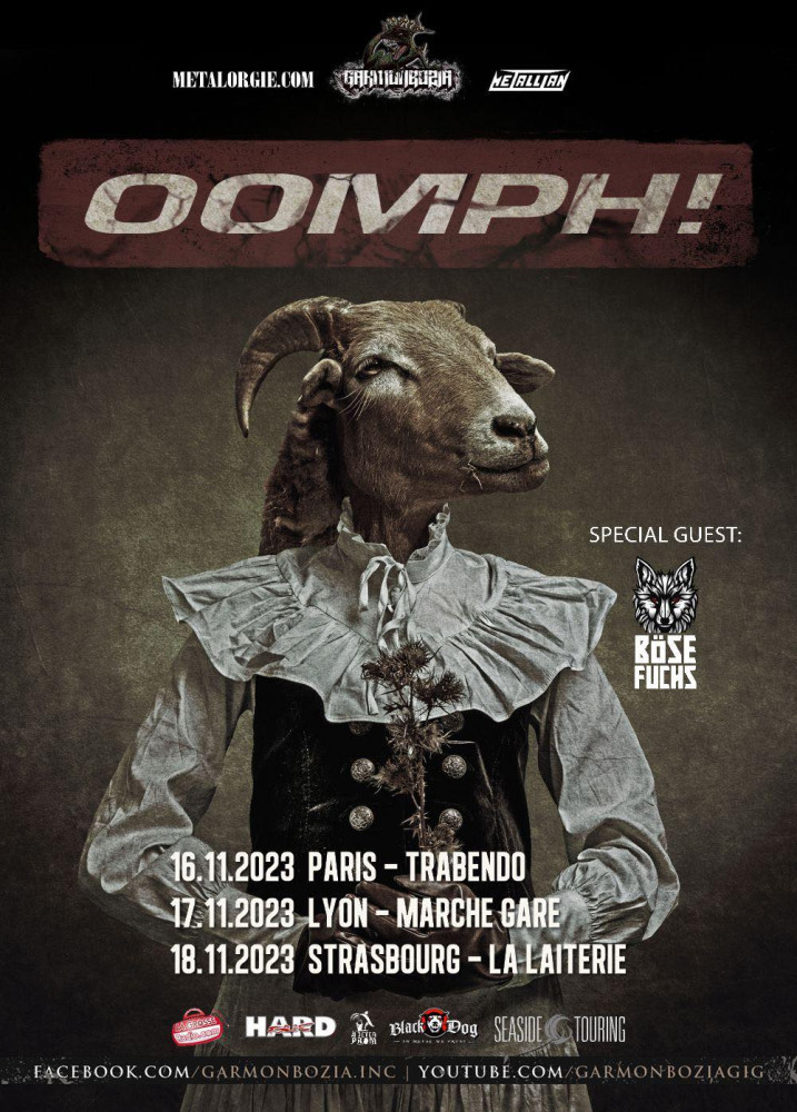 Retrouvez Oomph! et Böse Fuchs pour trois dates françaises (Paris, Lyon, Strasbourg) ! 