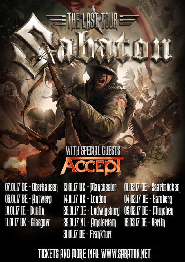 SABATON, en tournée avec ACCEPT début 2017 !
