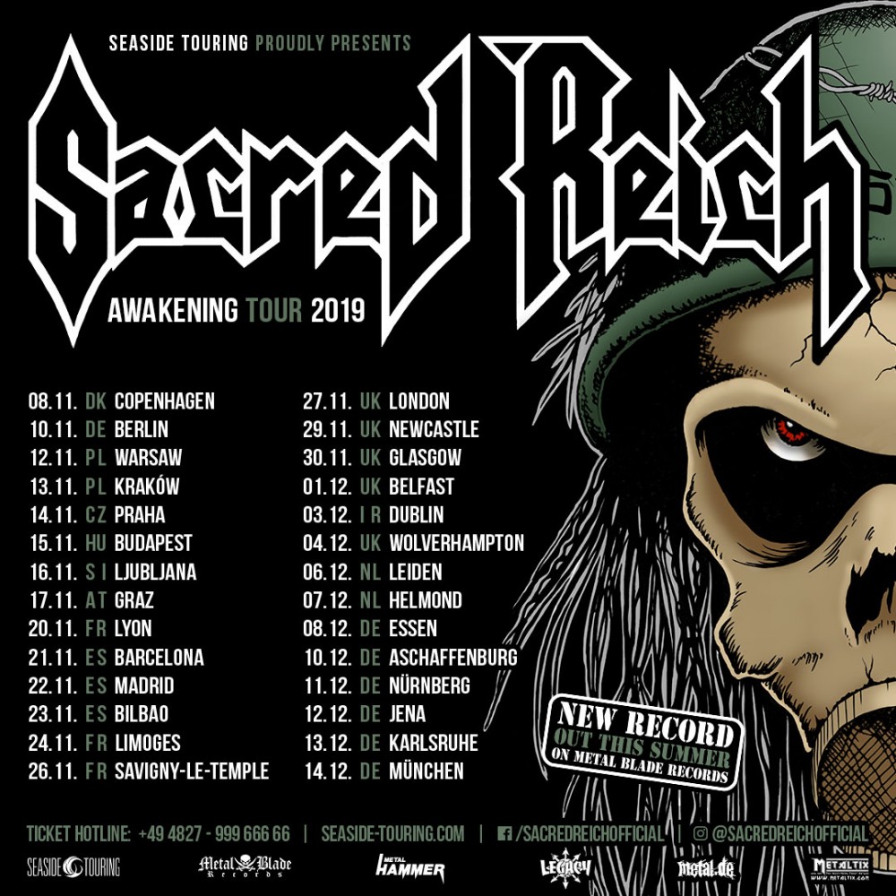 Sacred Reich commence à enregistrer un nouvel album et annonce des tournées aux Etats-Unis et en Europe! 