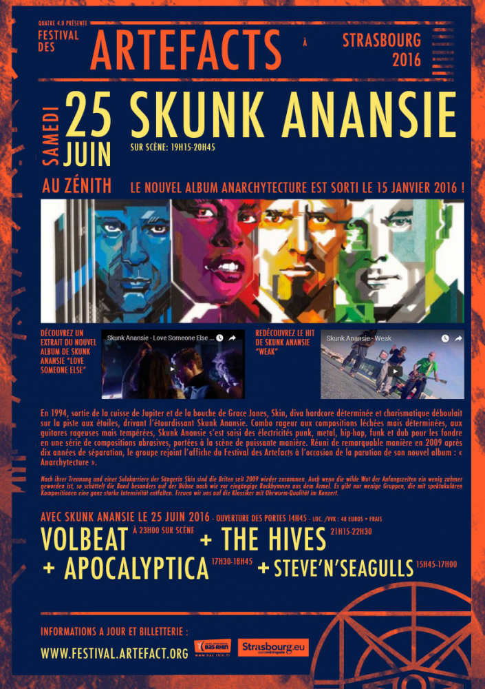 SKUNK ANANSIE au Festival des Artefacts le 25 juin 2016 au Zénith de Strasbourg 